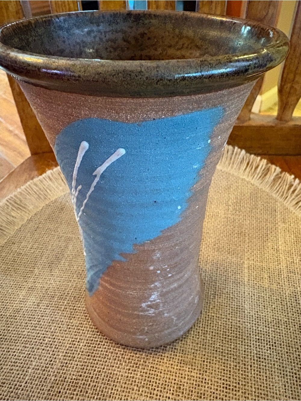 Vintage Tom Homann Signed Studio Art Pottery Vase Abstract Slip Trailing Design - Picture 8 of 14